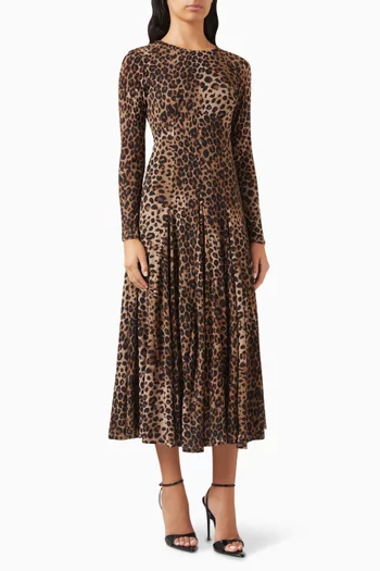 Flared Midi Dress in Tulle Jersey