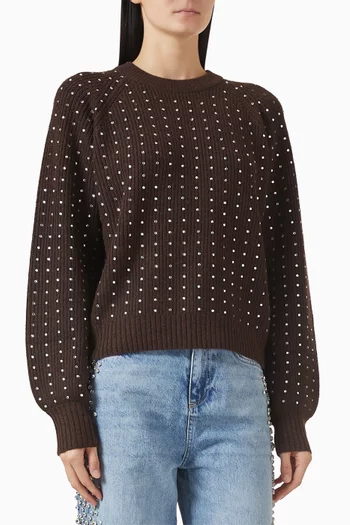 Rhinestone-embellished Sweater in Lambswool