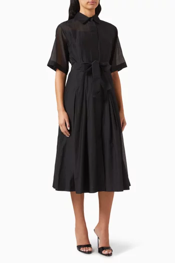 Foggia Belted Midi Dress in Cotton-silk