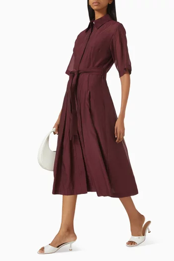 Foggia Belted Midi Dress in Cotton-silk
