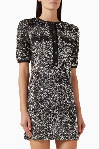 فستان تيرنسيا قصير مزين بتطريزات