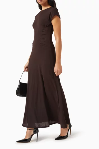 Gathered Maxi Dress in Tulle Jersey