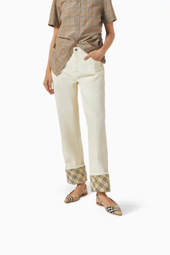 Dame Slingback Flats in Check Canvas