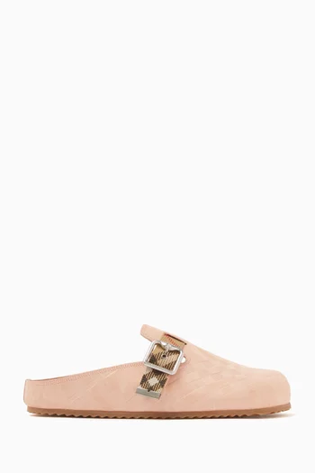 Urchin Mules in Check-embossed Suede