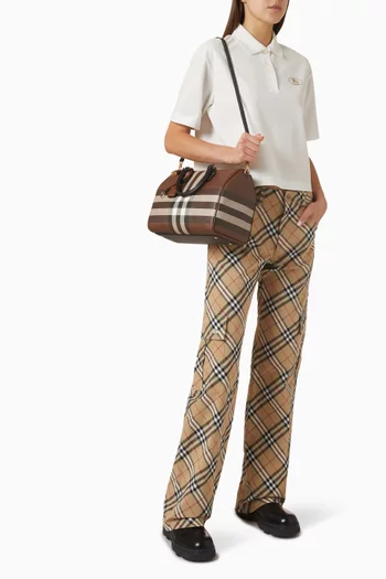Medium Bowling Bag in Check Canvas