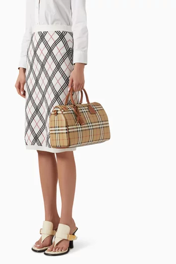 Medium Bowling Bag in Check Canvas