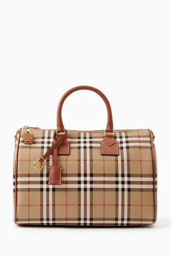 Medium Bowling Bag in Check Canvas
