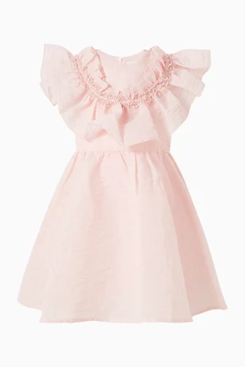 Ruffled-collar Flared Dress