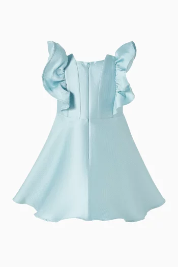 فستان بحزام وكشكش