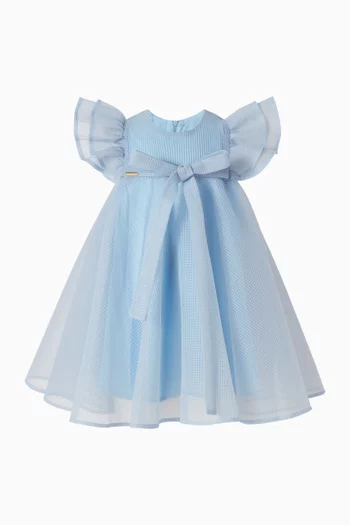 فستان بأكمام كشكش بتصميم على شكل حرف A