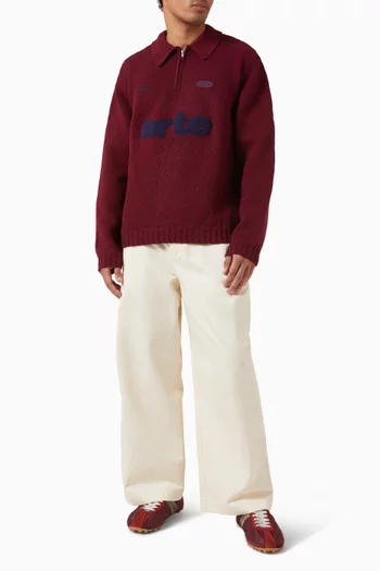 سترة بولو بشعار الماركة قماش منسوج