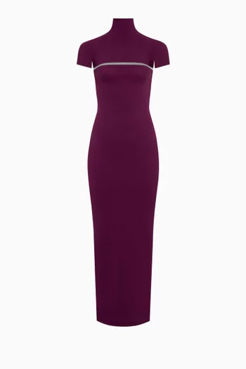 فستان بفتحة نسيج