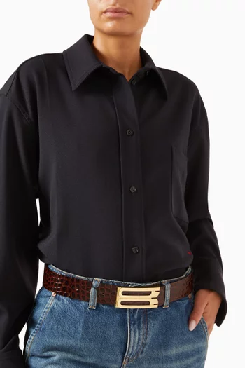 حزام جامبو فريم جلد بنقشة جلد التمساح