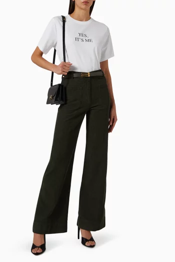 تي شيرت مزين بعبارة قطن