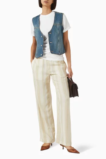 Striped Pyjama Pants in Viscose Blend