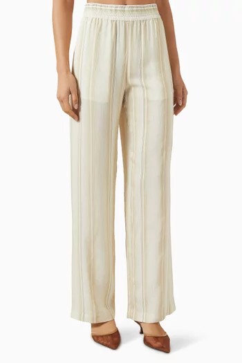 Striped Pyjama Pants in Viscose Blend