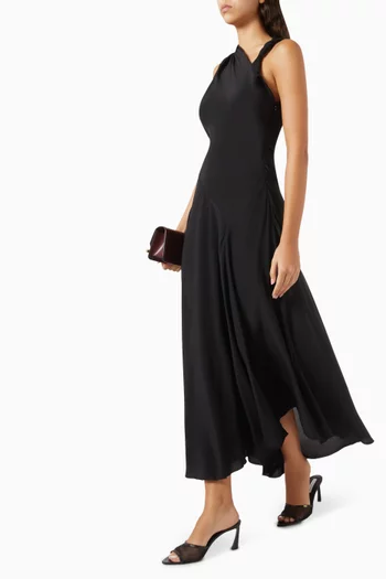 Draped Asymmetric Dress in Silk