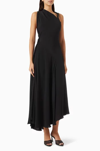Draped Asymmetric Dress in Silk