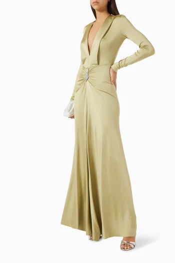 Crystal-embellished Gown in Satin Jersey