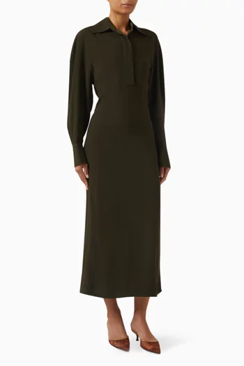 Polo-collar Midi Dress