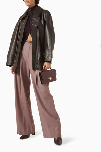 معطف ترنش بقصة فضفاضة وحزام جلد