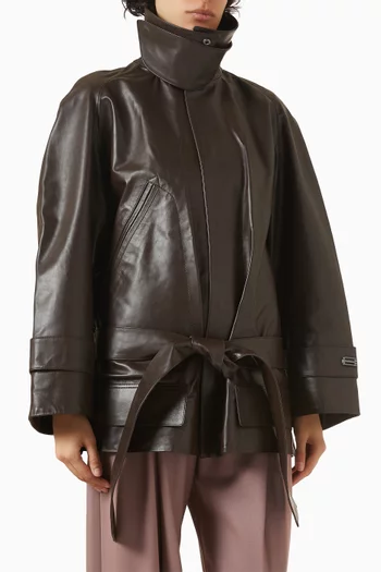 معطف ترنش بقصة فضفاضة وحزام جلد