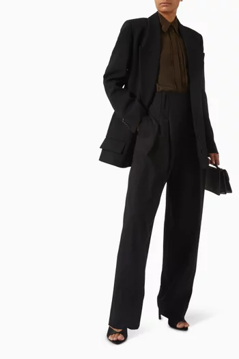 جاكيت طويل بياقة بطية