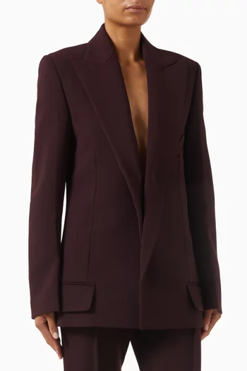Dropped-lapel Blazer in Wool Crepe
