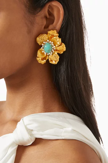 Roi de Soleil Earrings in 24kt Gold-plated Aluminium