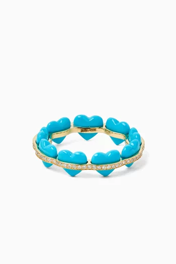 Atom Turquoise & Diamond Ring in 18kt Gold