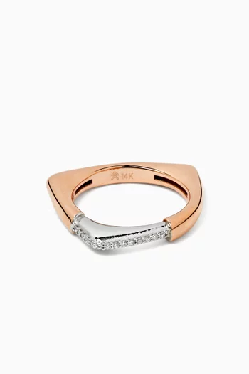 Rocky Diamond Pinky Ring in 14kt Rose & White Gold