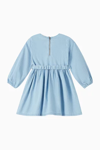 Flower-print Dress in Denim