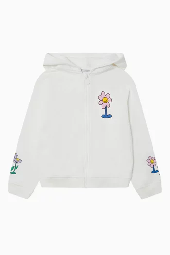Floral-print Hoodie in Cotton