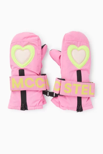 Heart Print Ski Gloves