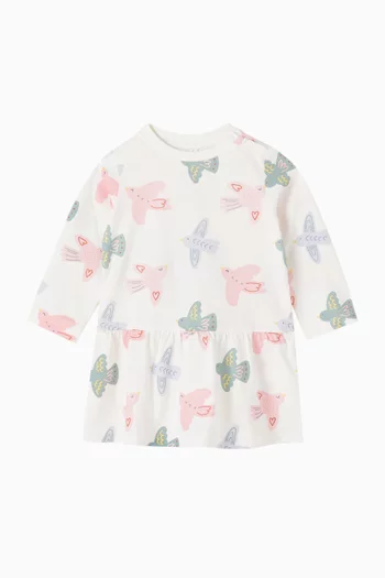 Bird-print Dress in Cotton