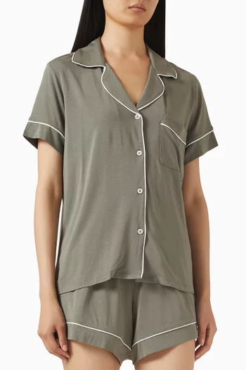 طقم بيجاما شورت جيزيل بقصة فضفاضة تينسيل مودال