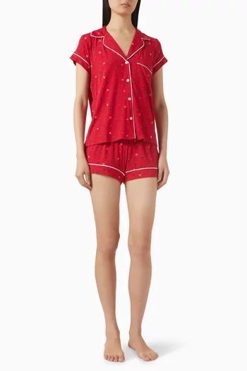 طقم بيجاما جيزيل قصير بنقشة تينسيل مودال