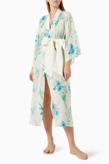 Amaya Samphire Floral Robe in Silk-Chiffon
