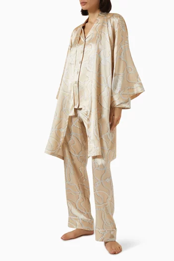 Mimi Abalone Pearl Robe in Silk Satin