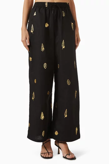 بنطال اليسا بنقشة لامعة مزيج قطن