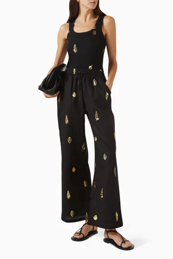 بلوزة بلا أكمام بنقشة صدف لامعة قطن