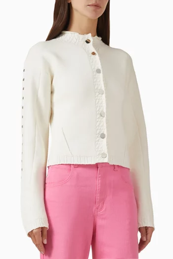 كارديغان مطرز بحلي منسوج من مزيج فيسكوز