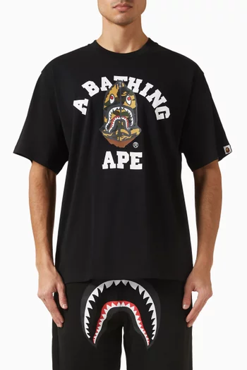 1st Camo Shark Seijin College T-shirt in Cotton