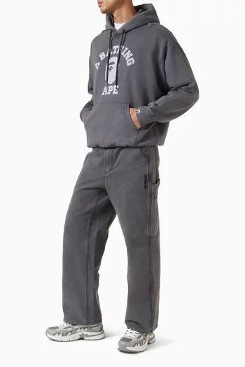 كنزة بغطاء رأس بتصميم جامعي قطن مصبوغ