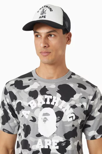 Camo-print Baseball Cap in Canvas & Mesh