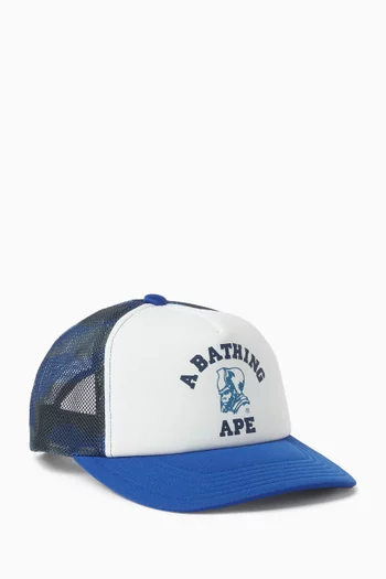 Camo-print Baseball Cap in Canvas & Mesh