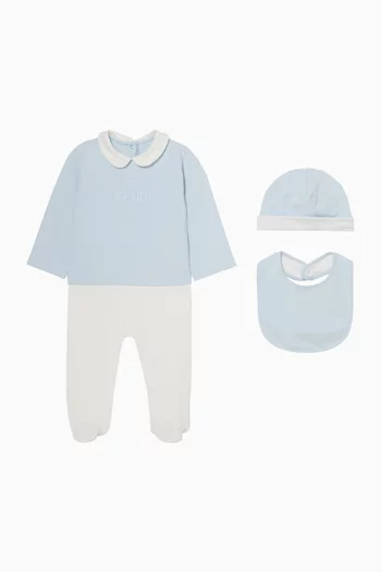 Logo Sleepsuit Set in Cotton