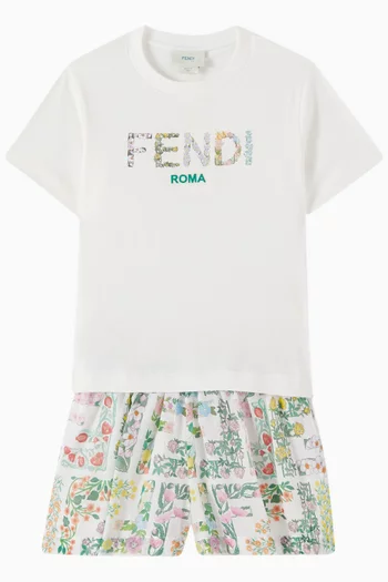 FF-print Shorts in Cotton-poplin