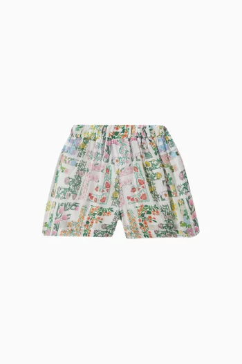 FF-print Shorts in Cotton-poplin