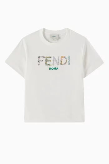 Floral Logo-print T-shirt in Cotton